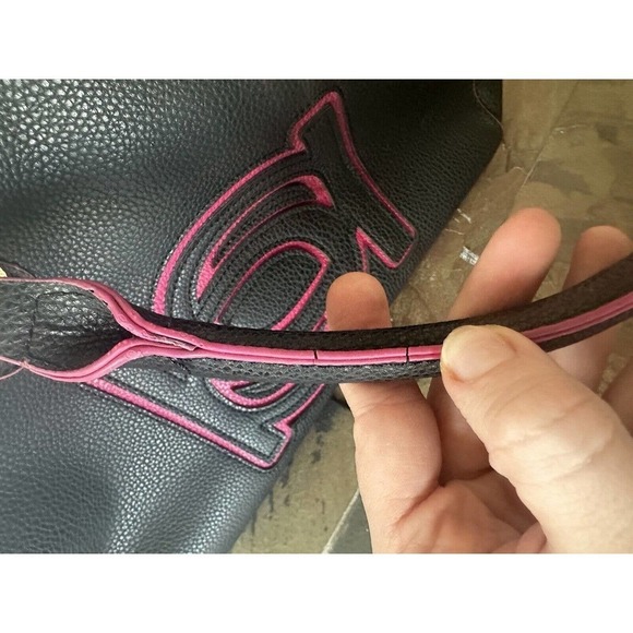 Bebe Purse Shoulder Y2K Steam Punk Witchy Grunge Goth Emo Black Pink Bar… - Picture 12 of 13